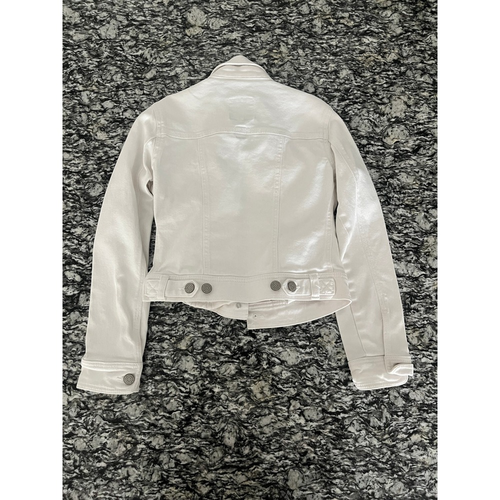Old Navy Kids White Denim Trucker Jacket Girls Size L‎ 10-12 Button Up Jean Coat - Picture 2 of 5